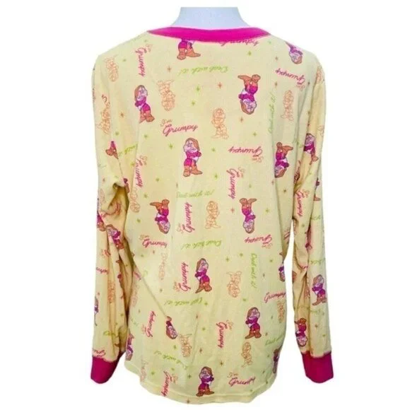 Disney Vintage Grumpy Yellow Long Sleep Pajama Top Medium - Picture 5 of 8